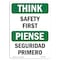 Signmission OSHA THINK Sign, Bilingual, 24in X 18in Aluminum, 18" W, 24" L, Landscape, Bilingual OS-TS-A-1824-L-11862 - alternate 1